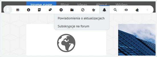 Tak wygląda pasek dla administratora strony